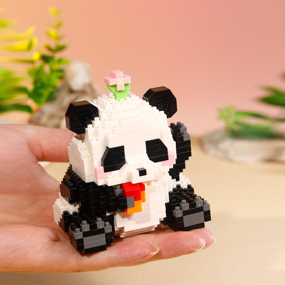 KNEW BUILT Adorable Panda Model Micro Mini Building Block Toy-Desktop DecorGreat Toy for KidsPerfect Festival Gift for Girls