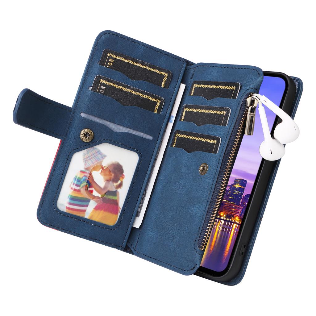 For Samsung Galaxy A17 5G/A17 4G/A26 5G/A16 5G/A16 4G Leather Case with Strap Zipper 9 Card Slot Phone Cover Stand