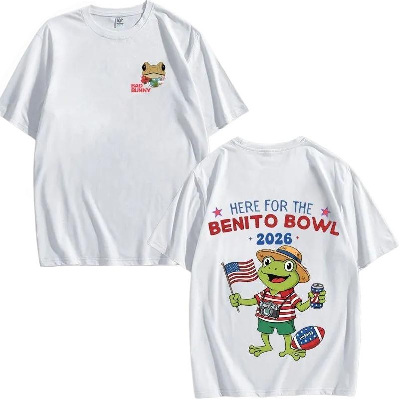 

Bad Bunny Themed Print 2026 Summer Men Women Round Neck Tshirt Loose Street Fashion Daily Top Breathable Short Sleeved Tshirt M