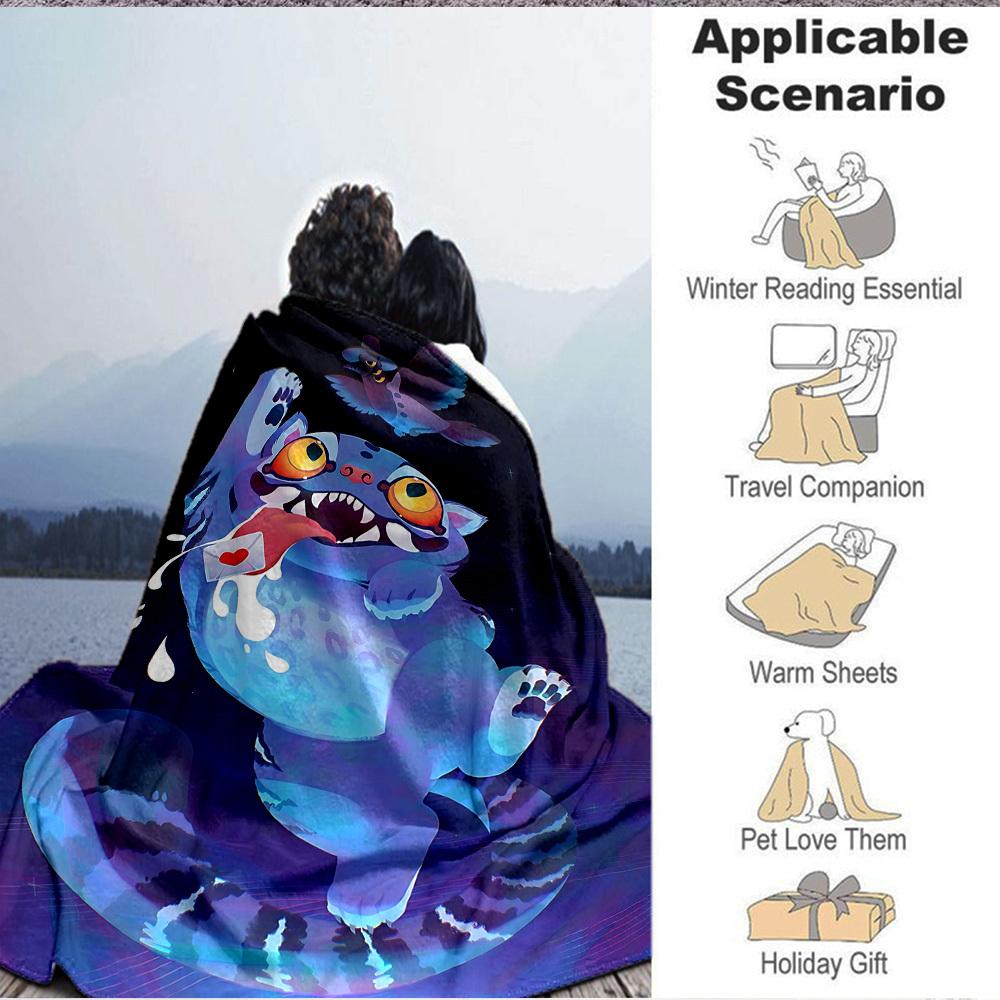 1pc K Pop Demon Hunters Cat Flannel Blanket, Soft Skin Friendly with Digital Printing, Various Sizes Available for Family, Friends, Birthday