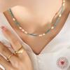 European-American Fashion Blue Stone & Freshwater Pearl Necklace