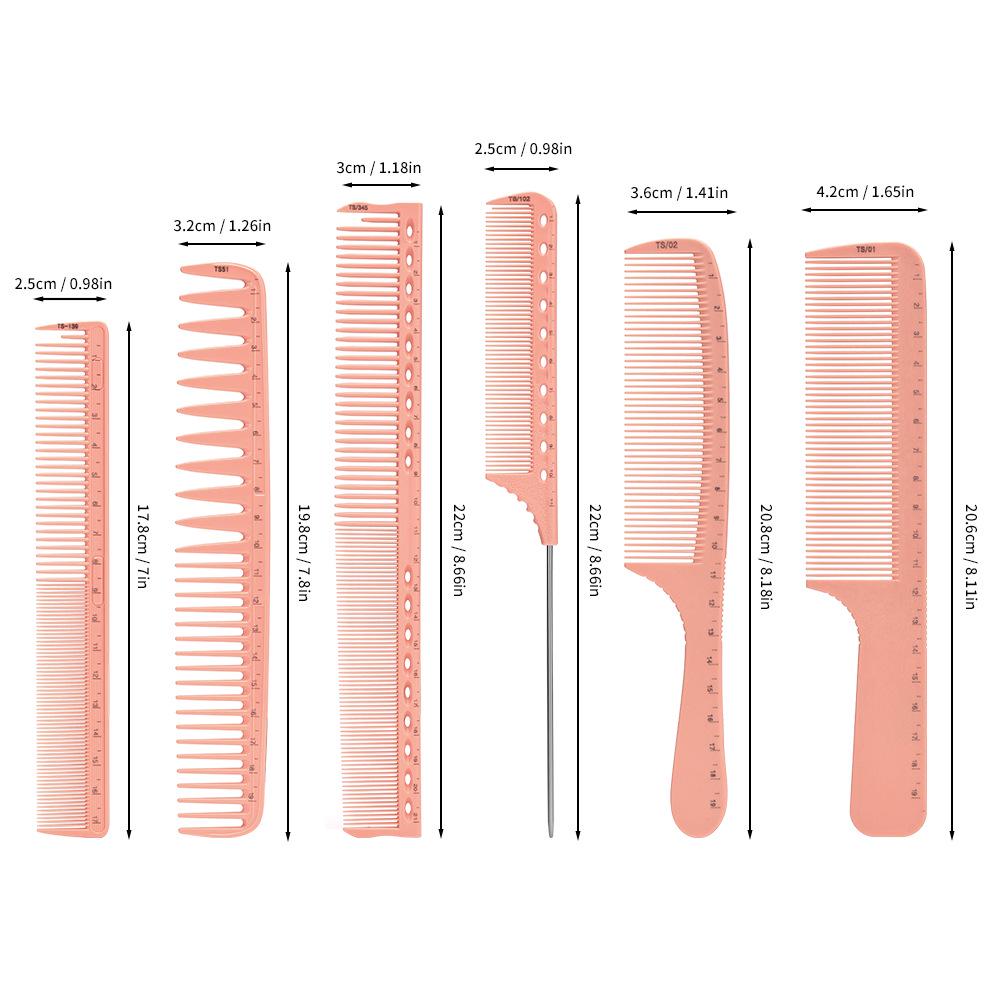 6-Piece Professional Hairdressing Comb Set for Barbers and Stylists - Men's and Women's Hair Cutting Combs
