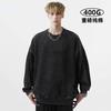 Herren Übergroßes Gewaschenes Baumwoll Rundhals Sweatshirt Lockere Passform Streetwear Herbst Winter Lässiges Oberteil