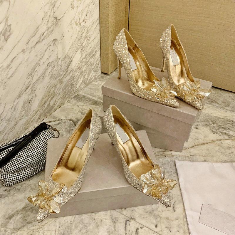 Fashion 2025 New Spring And Autumn Bridal Wedding Shoes Rhine-shaped High Heels Female Stiletto Crystal Pumps