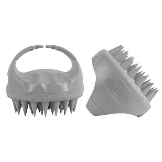 WOVTE Scalp Massage Brush Cleansing Care Silicone Head Wet Dry Usable Unisex (Gray)