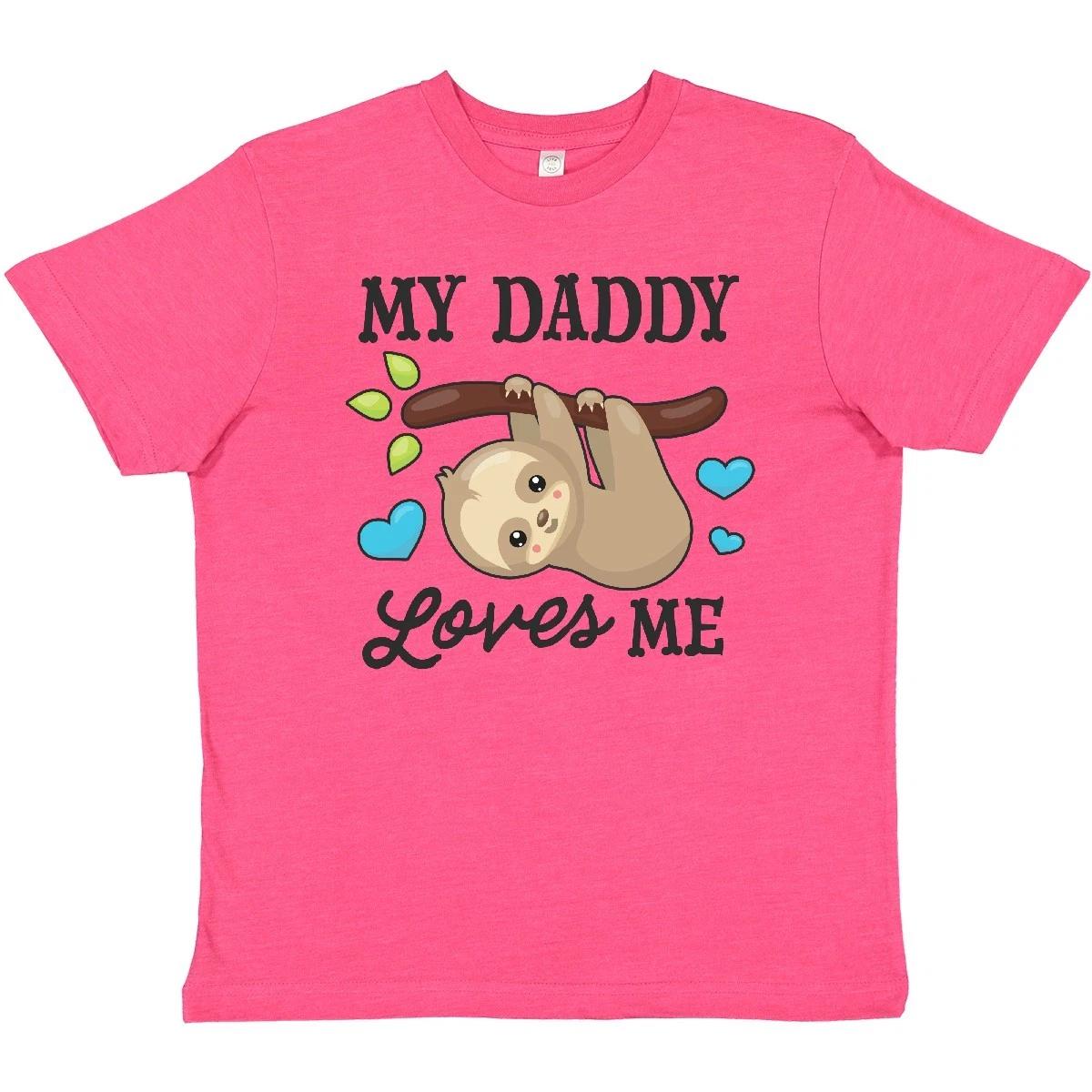 Inktastic My Daddy Loves Me With Sloth And Hearts Youth T-Shirt Animals Kids Dad 110