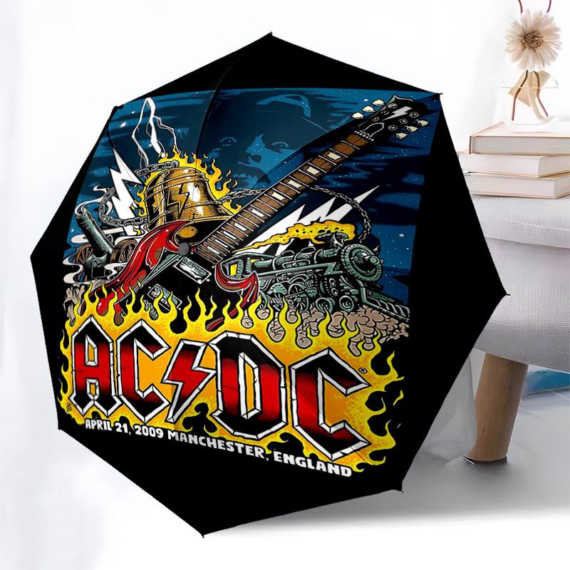 1pc AC/DC Manchester, England Automatic Open, Windproof, Compact Travel Umbrella, Gift for Birthday, Christmas, Business 93023