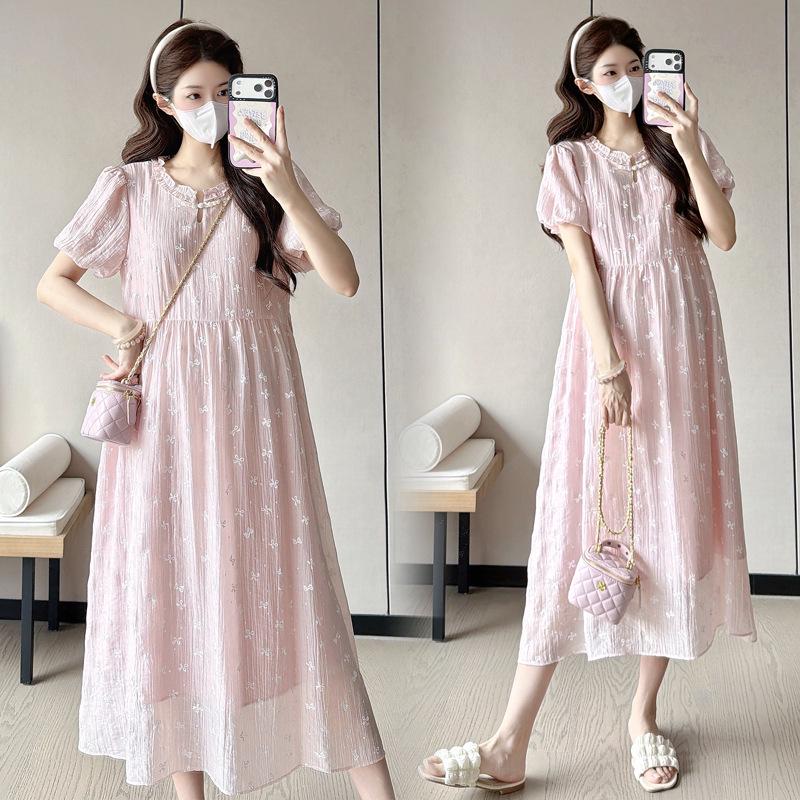 2026 Chinese Style Maternity Dress: Plus Size, Sweet Temptation, Slim Fit for Summer M