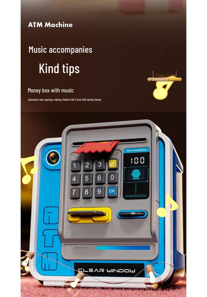 Children's ATM Savings Box: Automatic Deposit & Withdraw, Password-Protected Money Box for Boys & Girls.