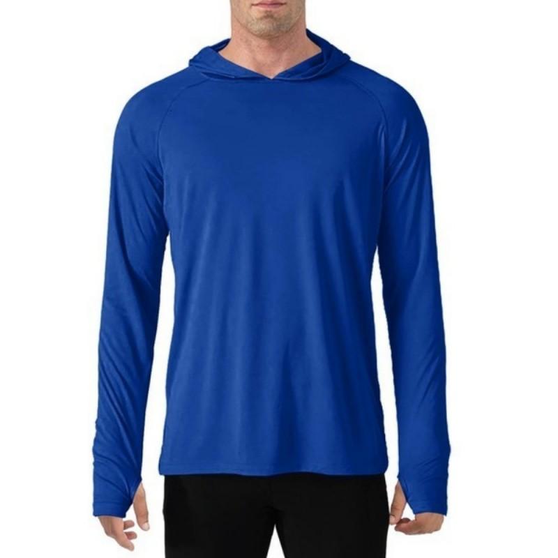 Mens Lightweight Hooded Fishing Shirt With Thumb Holes UPF 50 Sun Protection Quick-Dry Breathable Long Sleeve Outdoor