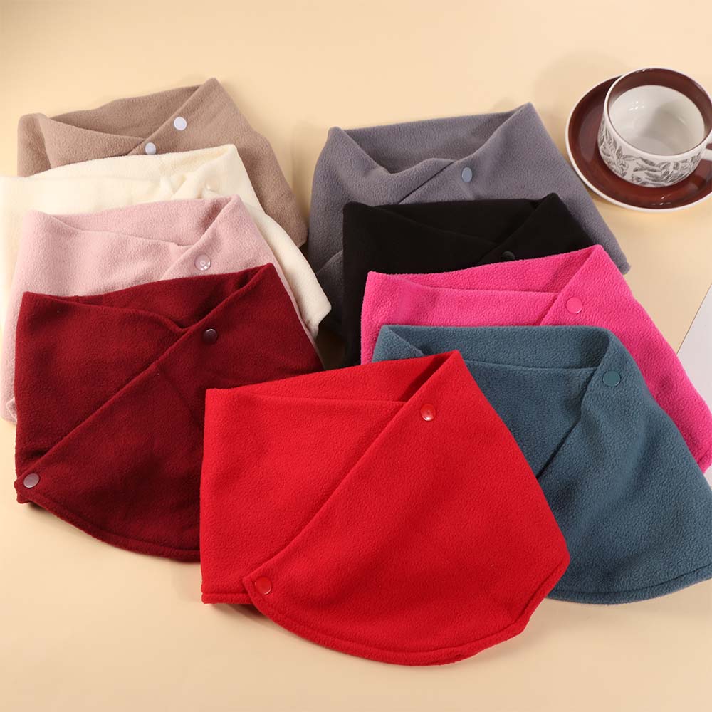 Fashion Solid Color Fleece Neck Scarf Keep Warm Thickened Neck Protector Bib Multifunctional Neck Cover Female