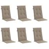 Garden Chair Cushions for High Back Chairs 6 Pcs Taupe 120 X 50 X 3 Cm Fabric