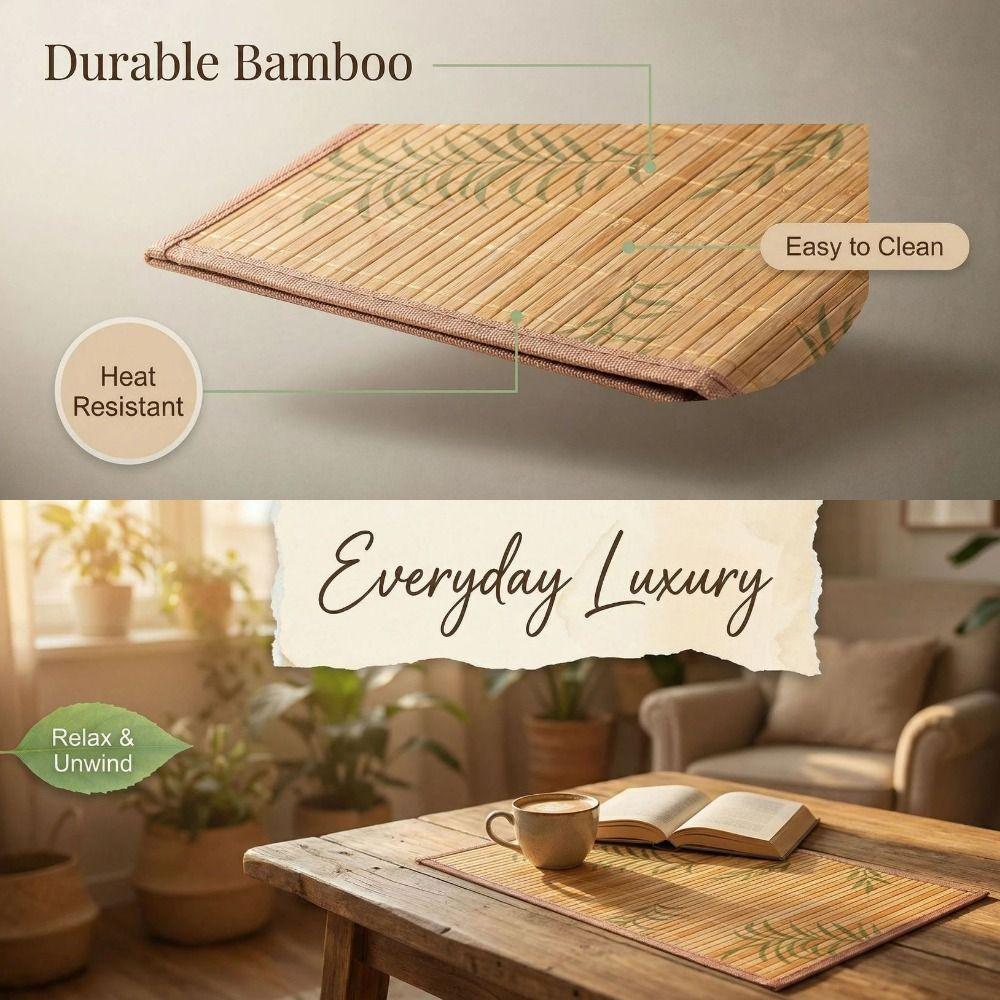 Foldable Bamboo Placemat Simple Non-Slip Heat Insulation Pad Multi-Functional Reusable Tableware Pad Table Decoration