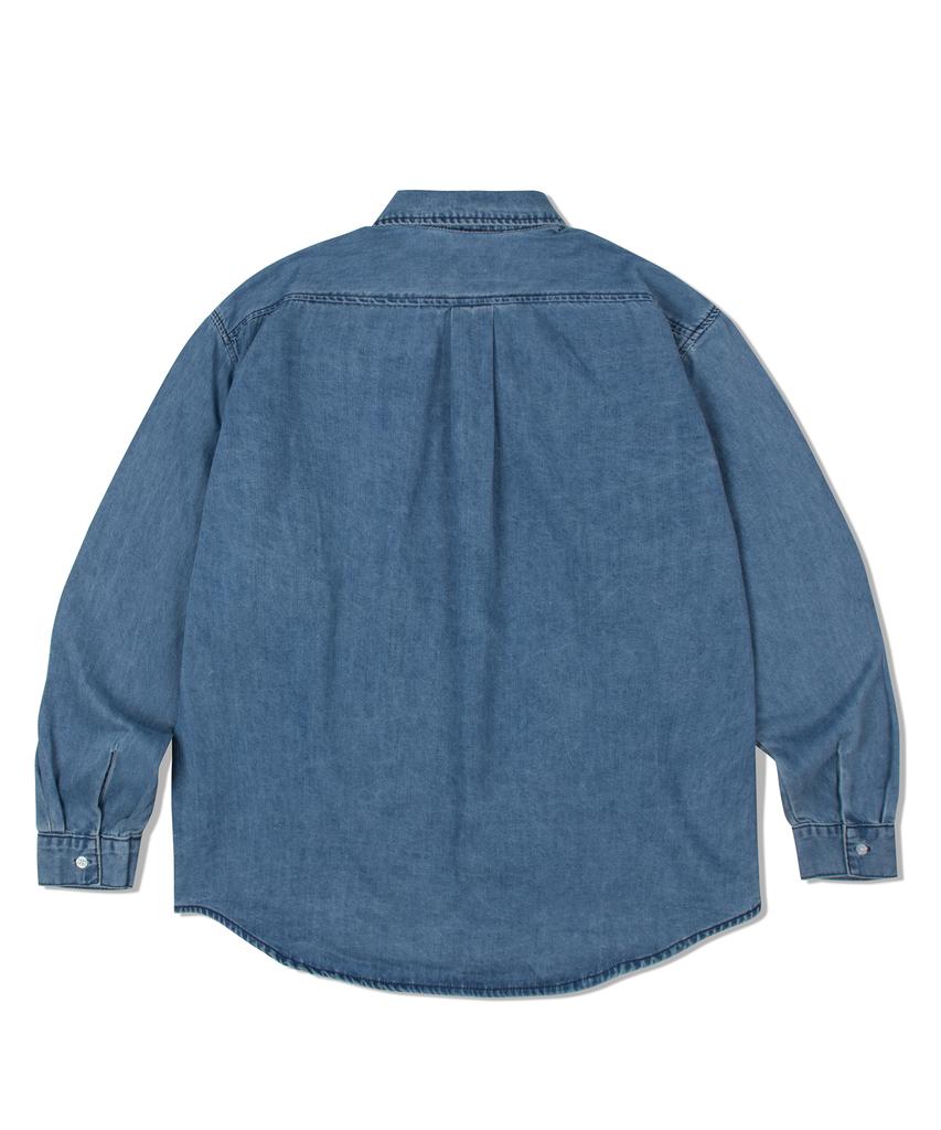 DE GRAND MATIN Over Fit Logo Denim Shirt_Medium Blue