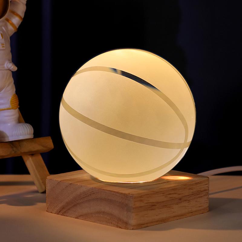 Crystal Ball Night Light - Football & Basketball Theme Desktop Ornament, Perfect Birthday Gift for Boyfriend