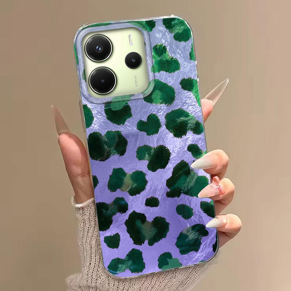 Pink Green Leopard Print Women Phone Case for Xiaomi Redmi Note 14 13 12 11 11S 10 10S 8 9 Pro 15C 9C 13C 14C A3 A3X 9C A1 Cover