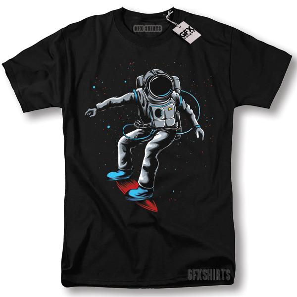 Astronaut Surfing Shirt Space Galaxy Cool Gift Graphic T-shirt XXXL
