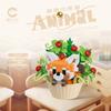 Creative Cute Dessert Animal Cake Potted Cartoon Doll Small Animal Panda Building Block Ornament Children Toy Gift