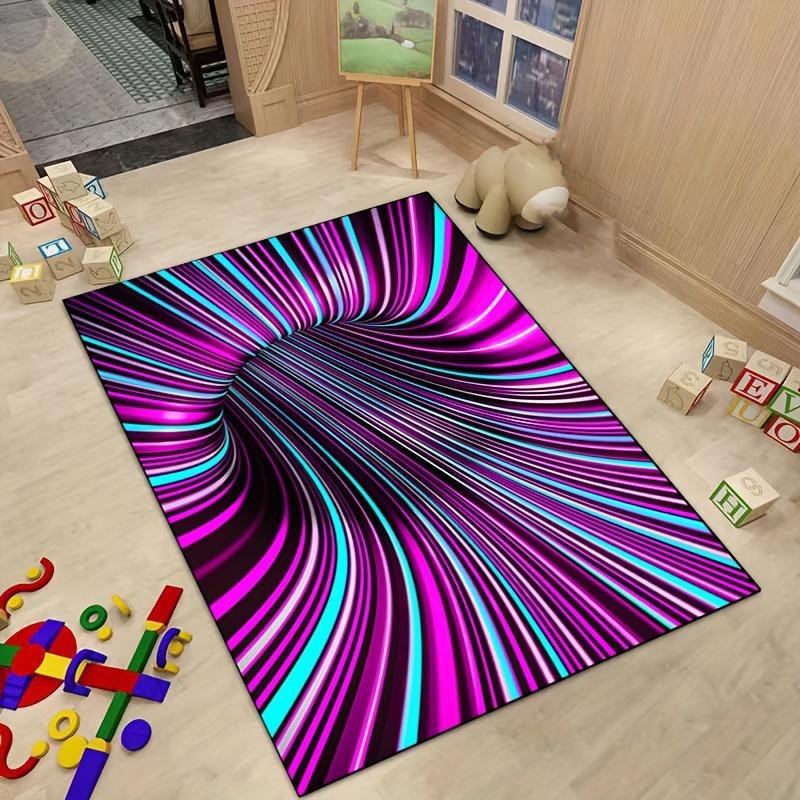 Vibrant Swirls 3D Rug for Contemporary Decor  Abstract Art Carpet Bold Colorful Flooring Anti Slip Carpet Can Be Machine Washed