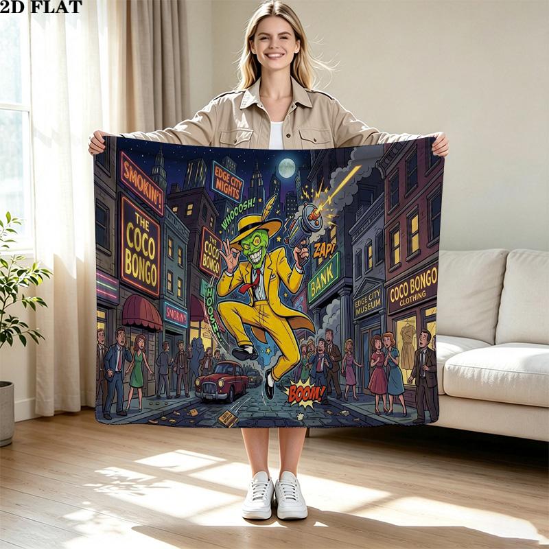 The mask Print Flannel Blanket High Quality Warm Comfortable Cover for All Seasons Perfect for Gifts Home Decor