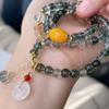 Women's Natural Green Phantom Crystal & Agate Beaded Bracelet - New Chinese Style