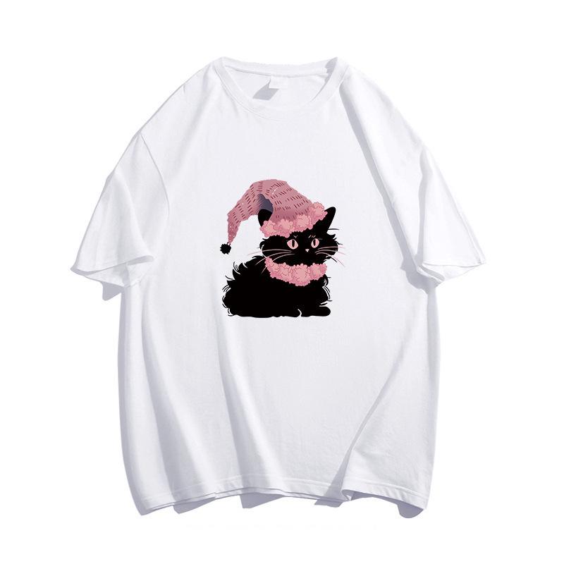 

Женская футболка хлопок плюс сайз розовая с коротким рукавом - Летняя свободного кроя, рукав до локтя с принтом 5XL белый