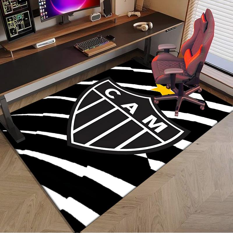 Black And White Stripes With Shield Printed Area Rug for Office, Chair Rug, Decorative Carpet Floor Mat, Large Size Fan gifts Christmas gifts