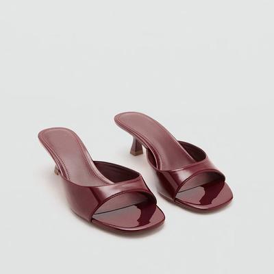 Retro Brown Leather Designer Slides Women Beach Party Shoes Low Thin Heels Slippers Summer Square Toe Gladiator Sandals