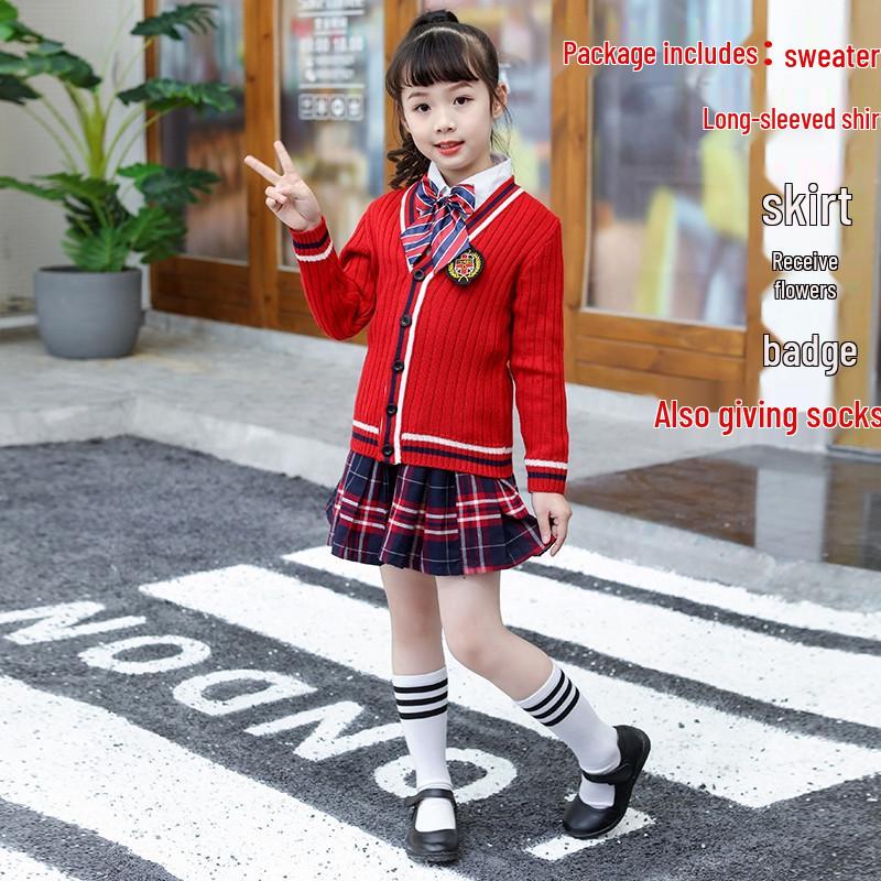 British Academy Style Cardigan Sweater Kindergarten and Primary School Uniform for Spring, Autumn, and Winter Wear