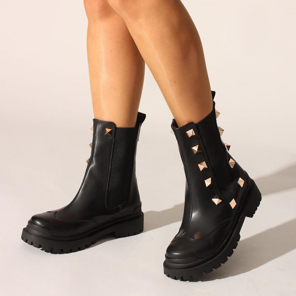 

Черные кожаные женские ботинки и ботильоны 36 чёрный