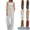 QICED Women's Summer Spring Fashion Casual Sleeveless O-Neck Pants Suits Casual Chic