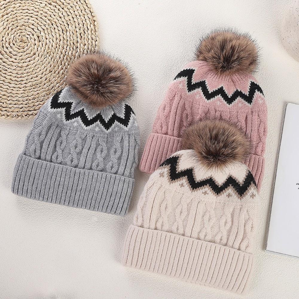 Thickened Knitted Hat with Pompom Winter Hat Warm Warm Cap  Men