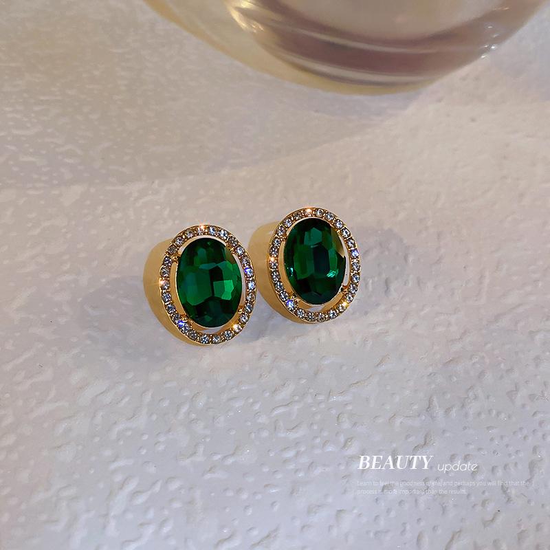 Exquisite Silver Needle Rhinestone Earrings for Women - Korean Retro Palace Style