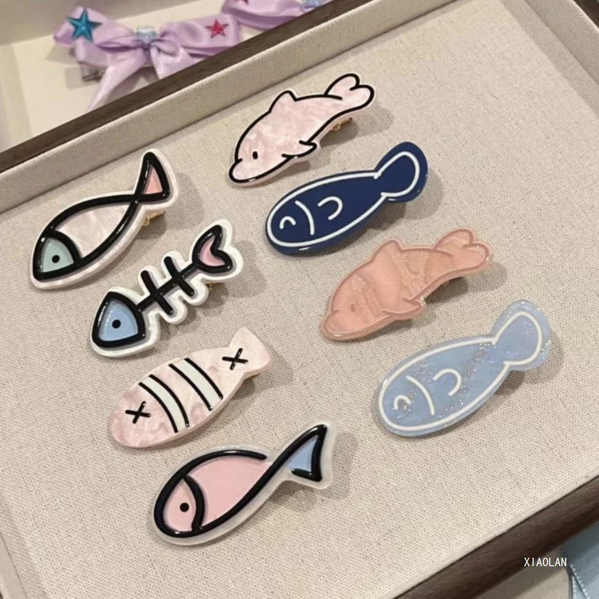 

Women s Cute Fishbone Hair Clip – Cartoon Japanese-Style Bangs Accessory