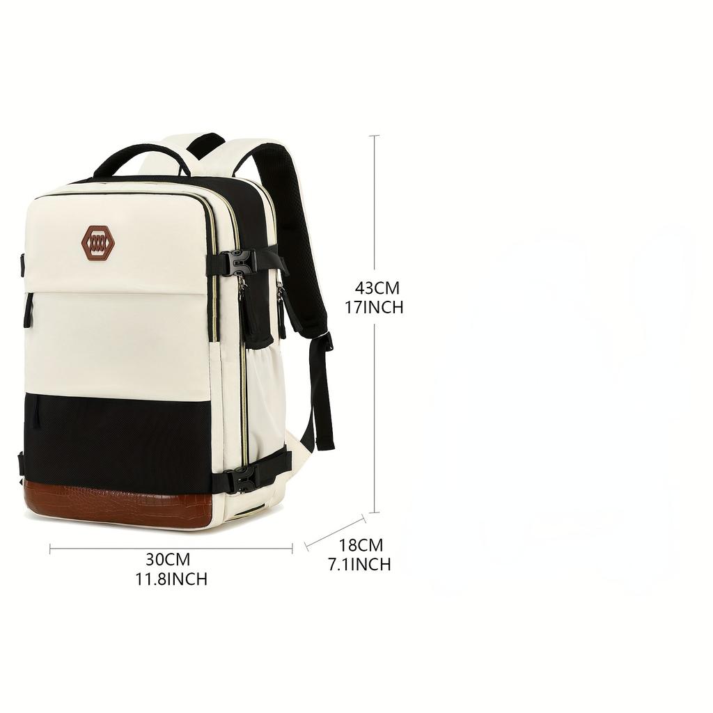 1pc Large Capacity Waterproof Laptop Backpack, Men's And Women's Travel Backpack With Shoe Compartment, Suitable For Business,school
