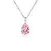 Refined Pear Cut Twinkling Zircon Chain S925 Sterling Silver Pink CZ Waterdrop Pendant Necklace for Women Everyday Wear Jewelry