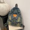 Washed denim large capacity backpack fashionable retro style autumn and winter large capacity denim backpack commuter bag