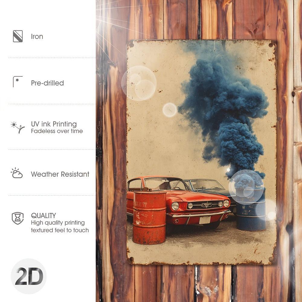 Vintage Metal Car Sign Decor Gift For Auto Lovers Garage Wall Art