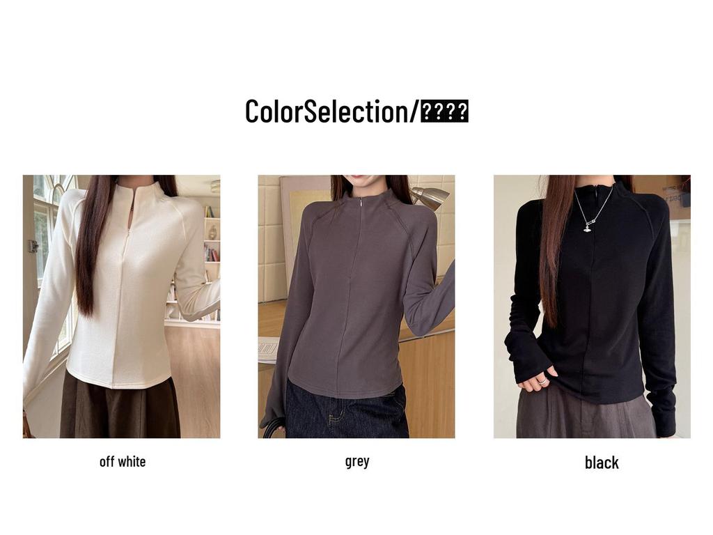 Women's Fleece-Lined Half-Zip Turtleneck Long-Sleeve Base Layer for Autumn/Winter