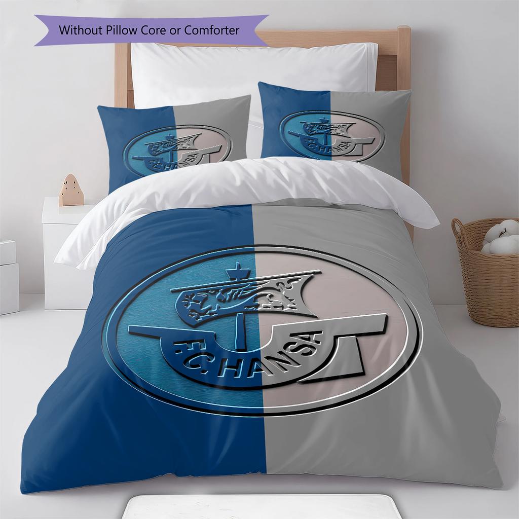 FC Hansa Rostock Pattern Bedding,Quilt Set Quilt Cover Pillowcase Home Birthday Gift (1 * duvet cover + 2 * pillowcase, without core)