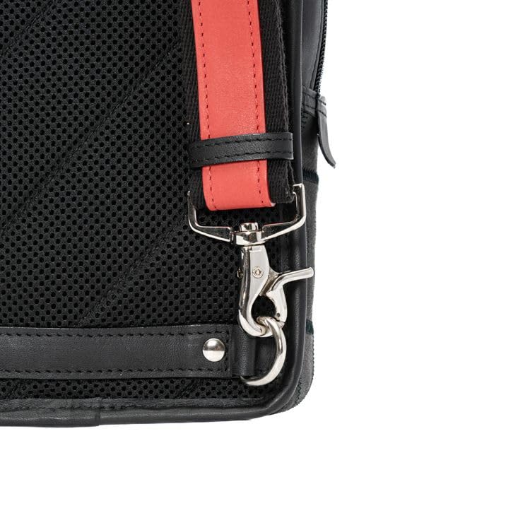 Tryon Official Baseball Glove Manufacturer: Genuine Leather Sacoche Shoulder Bag for Men, Small Crossbody Bag, DPC270, Black with NavyGreen Stripes