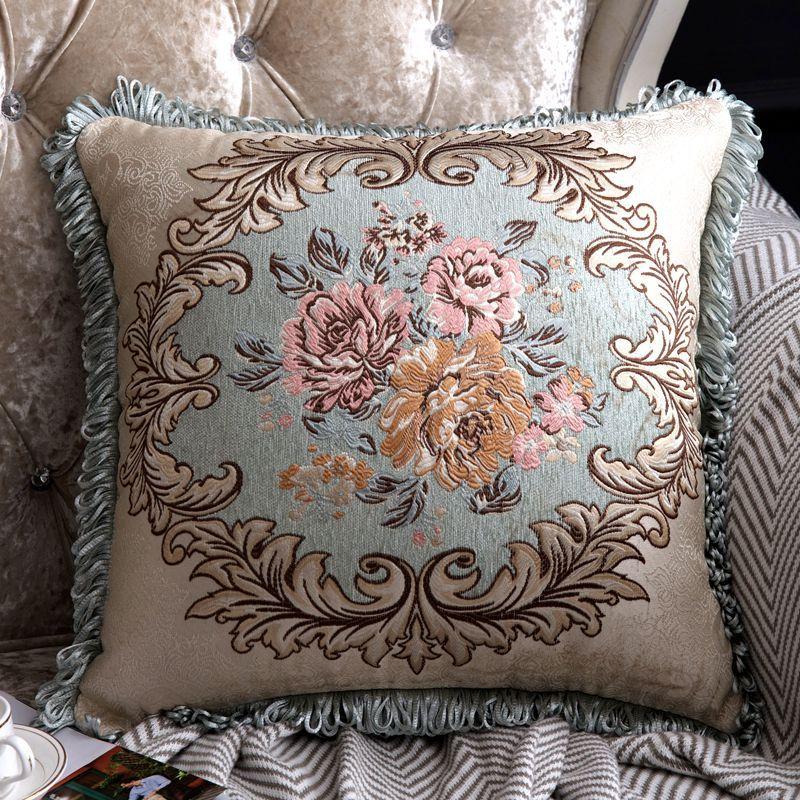 

European Style Luxury Sofa Decorative Throw Pillows Vintage Home Decor Floral Embroidery Cushion Cover 48X48cm