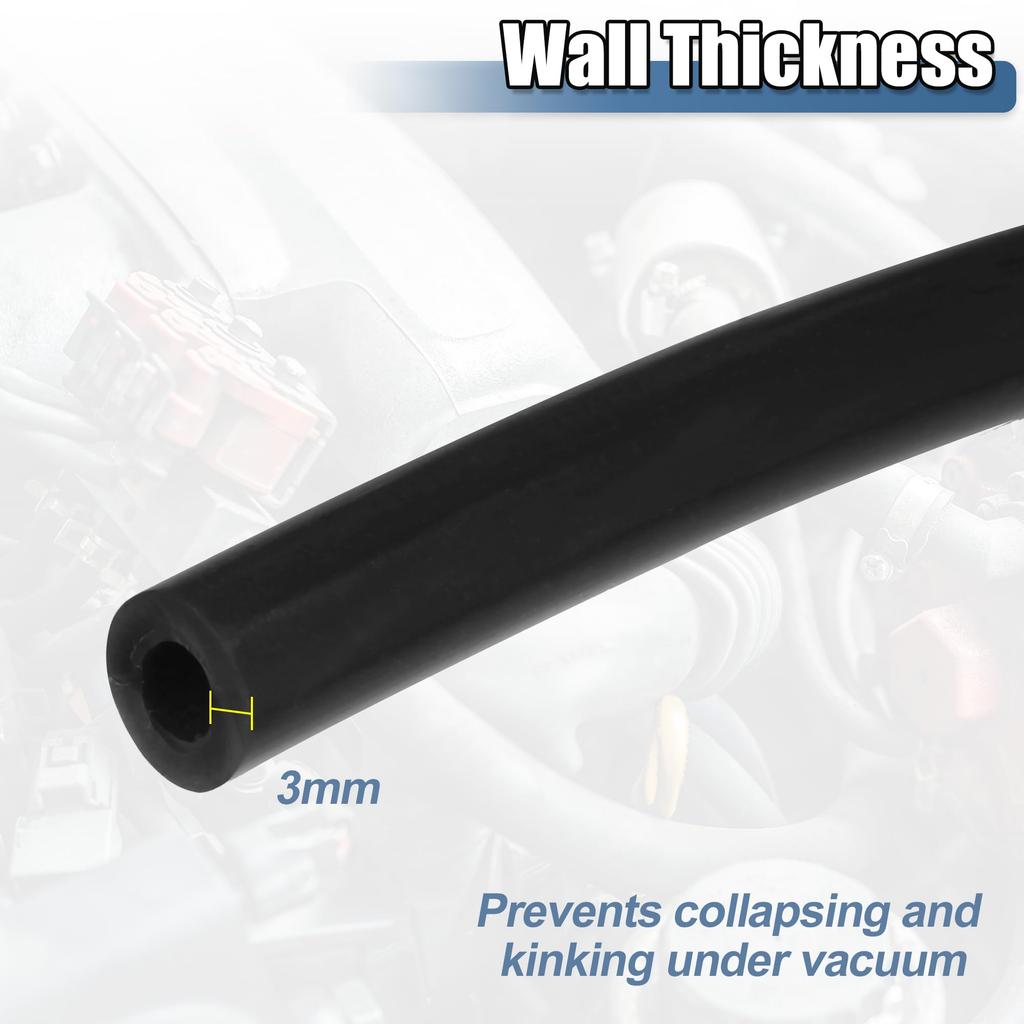 X AUTOHAUX 1 Set Silicone Vacuum Tube Hose 1m 6mm ID Engine Car Vacuum Silicone Hose Line Black