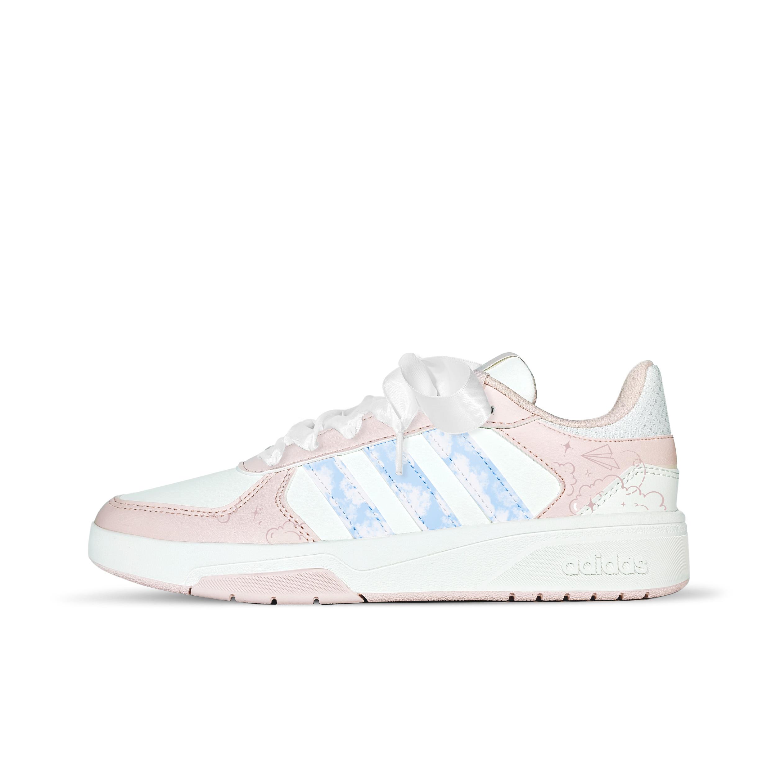 

Adidas COURTBEAT Pink Cloud Mist Synthetic Leather Low top Skateboard Shoes Unisex Pink Blue KI6785(Team-831) 35⅔
