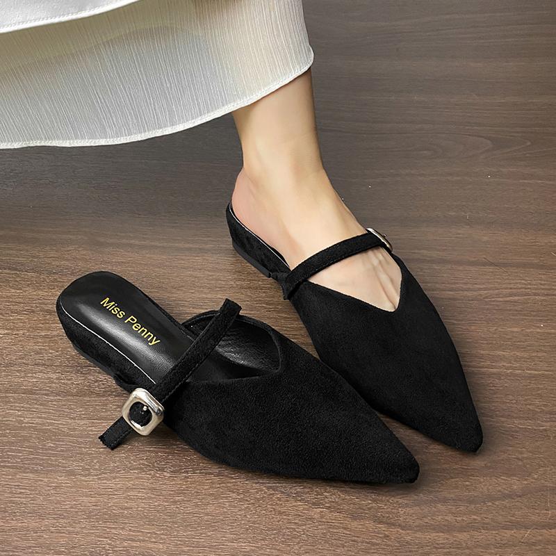 2026 Spring Designer Women Mules Slippers Elegant Thick Heel Party Slides Street Style Ladies Comfort Cover Toe Slip On Shoes