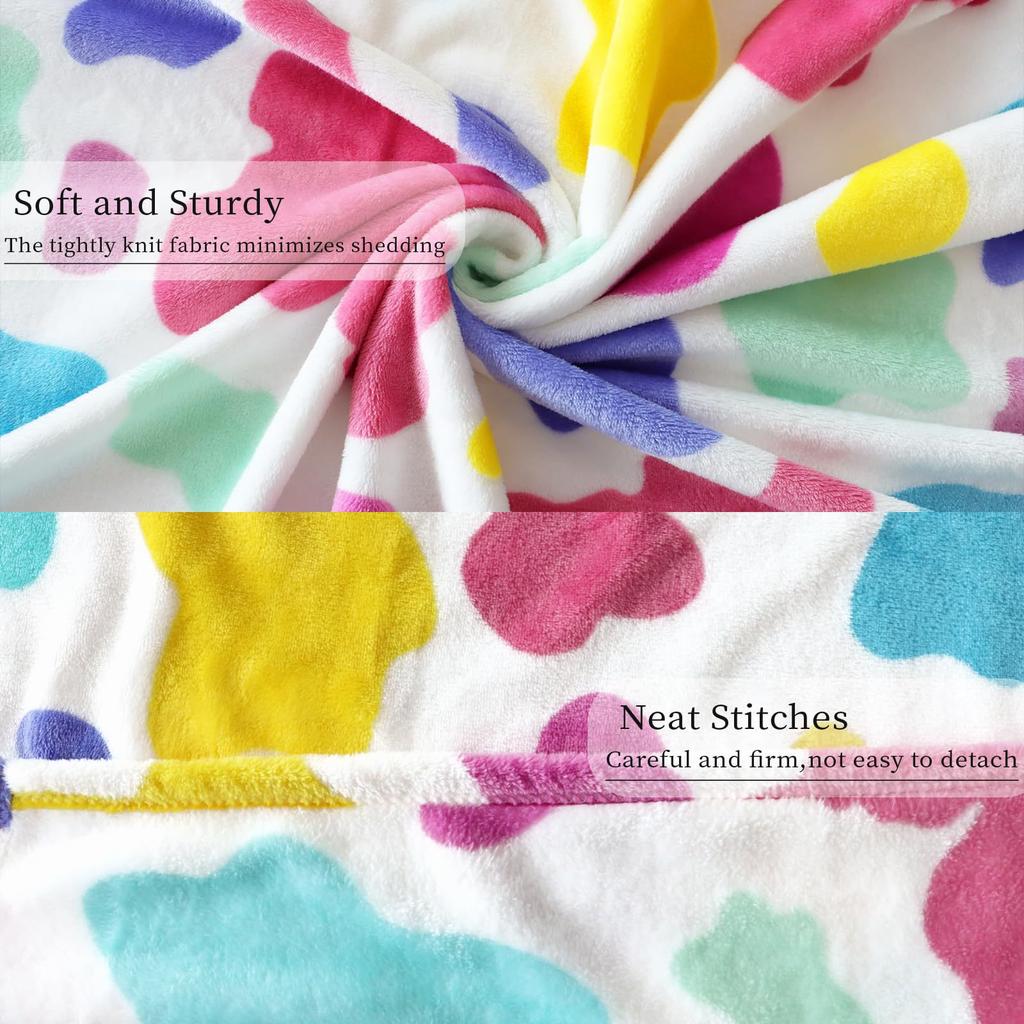 Colorful Spots Printed Blanket for Sofa Bed Travel Camping Living Room Office Conditioning Blanket for All Seasons Gifts