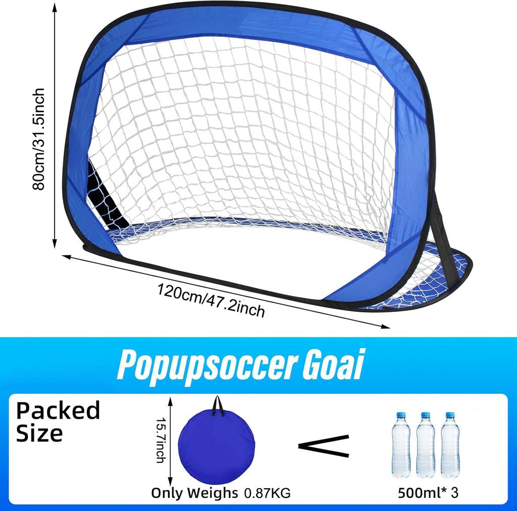 Portable Soccer Goal, Collapsible Pop-Up Training Net, Soccer Goal for Backyard and Indoor/Outdoor Use, Carrying Bag Included