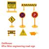 8Pcs Dollhouse City Engineering Road Sign Yellow Traffic Model Simulation Item Ornament Miniature Toys Doll House Accessories