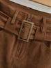 Women's Suede Plush Belted Pencil Skirt - Autumn/Winter Collection