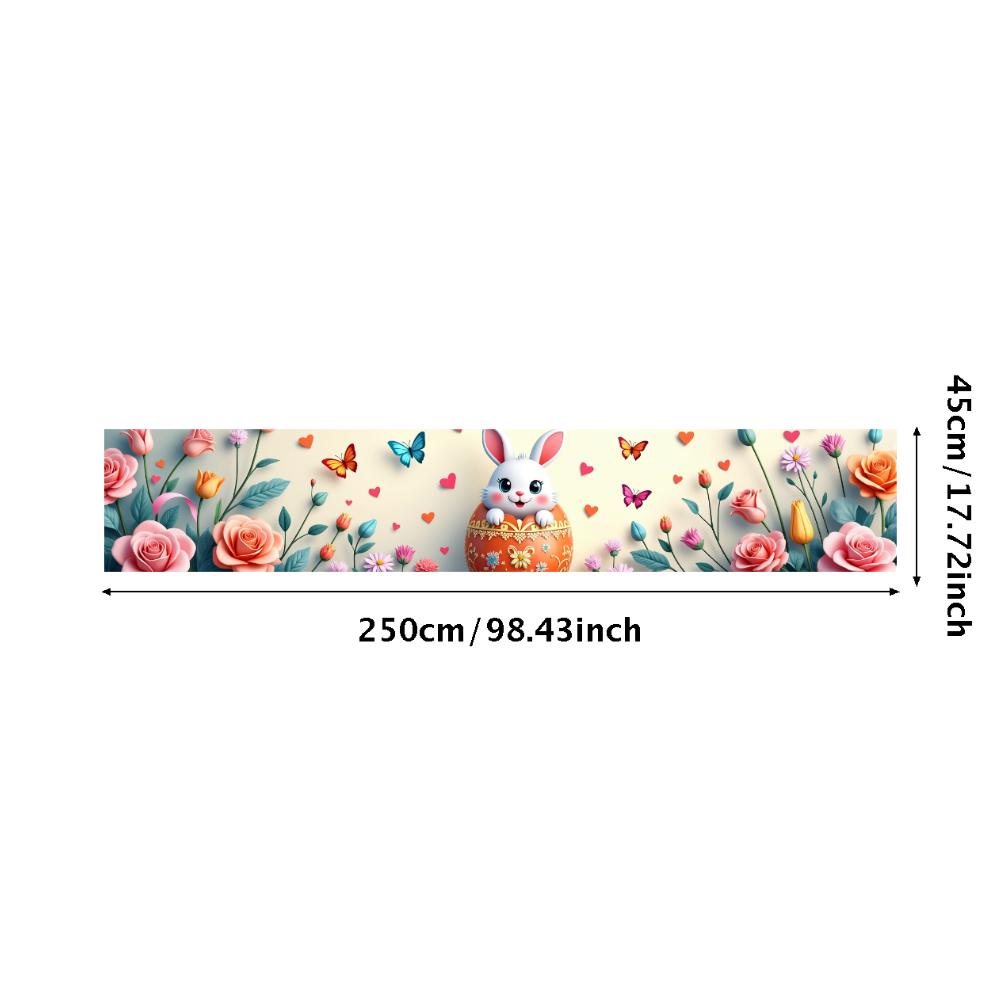Bunny Backdrop Fabric Party Supplies Easter Banner Lightweight Photography Props For Indoor Spring Decorations Kids